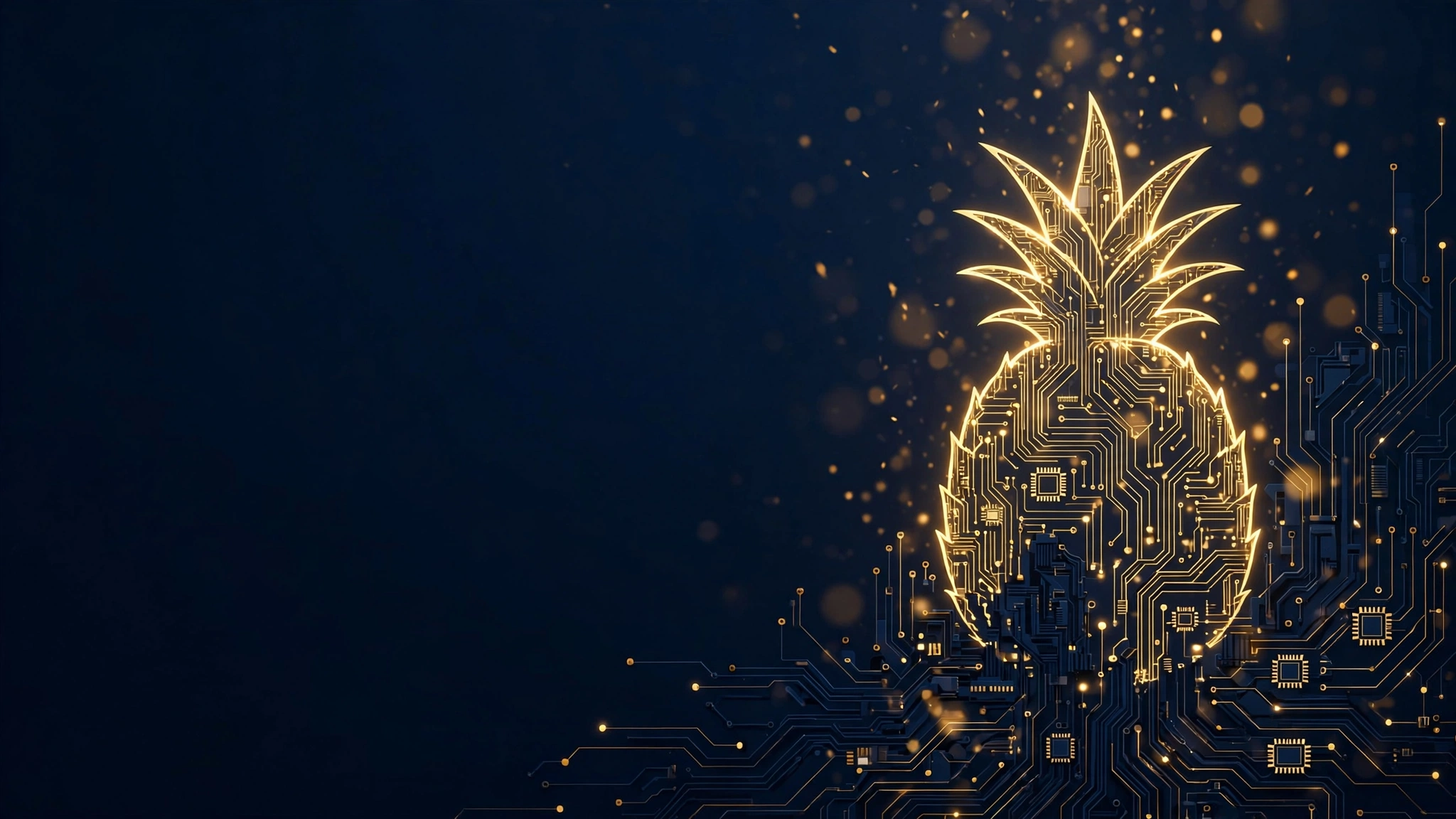 Pineapple AI Labs — golden circuit pineapple brand visual